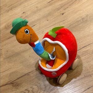 Whimsical Plush Worm in Red Apple Toy